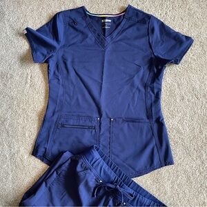 Scrubstar Navy Blue Scrub Top and Pants Set Size Small